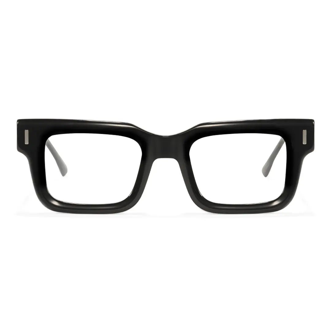 Front view of Tavi rectangle acetate eyeglasses EA0052506 in black