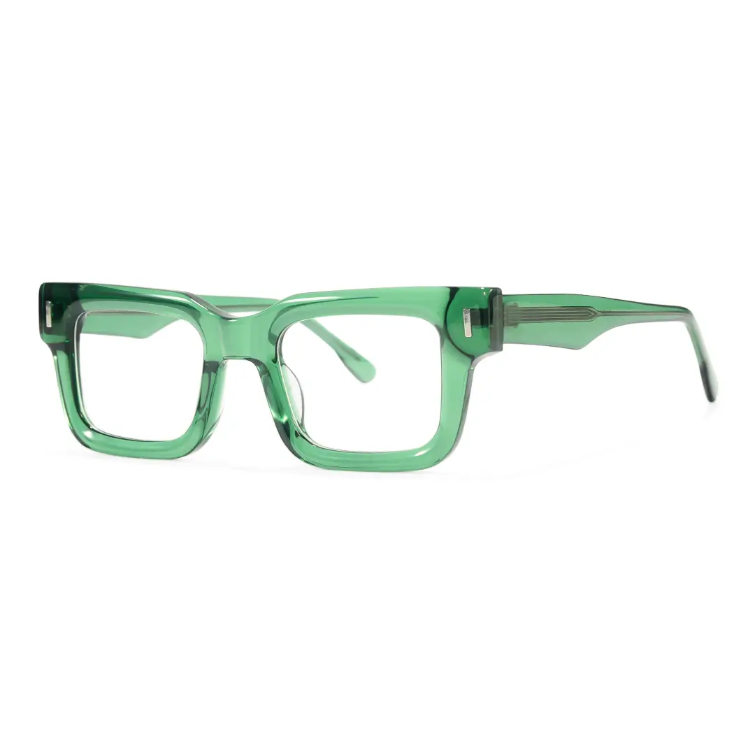 Angle view of Tavi rectangle acetate eyeglasses EA0052506 in green