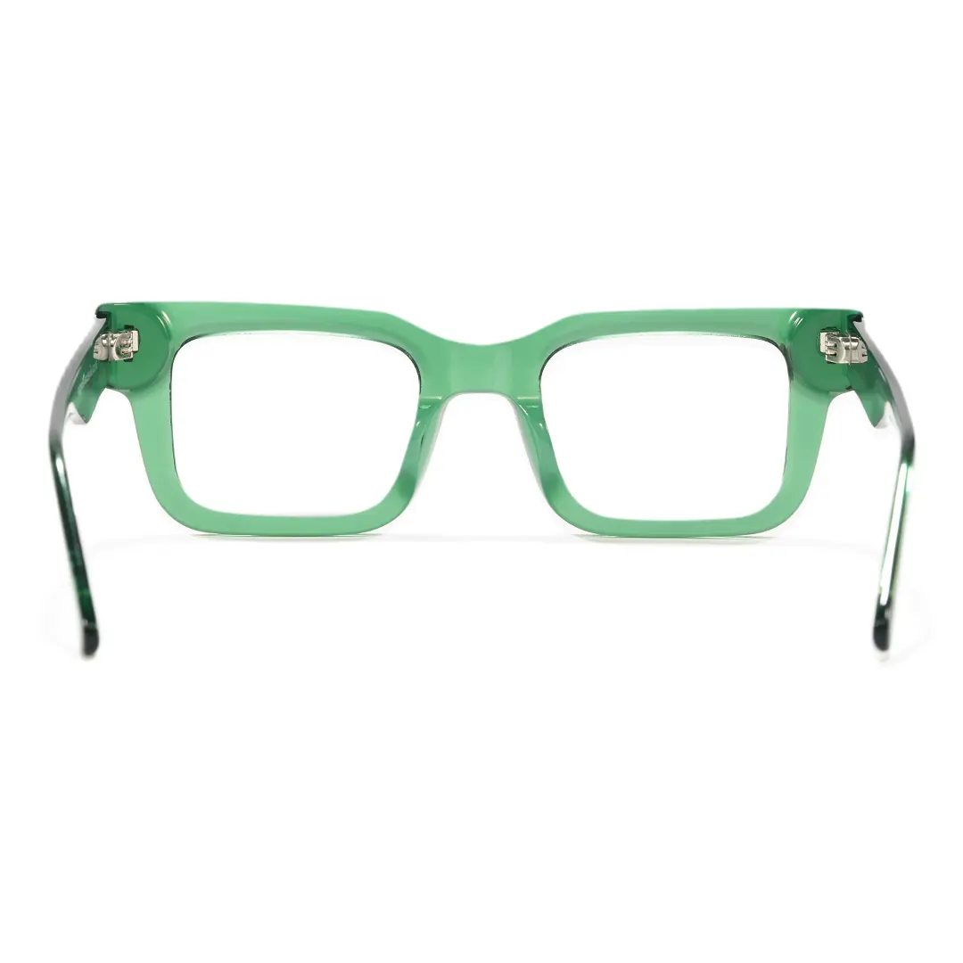 Back view of Tavi rectangle acetate eyeglasses EA0052506 in green