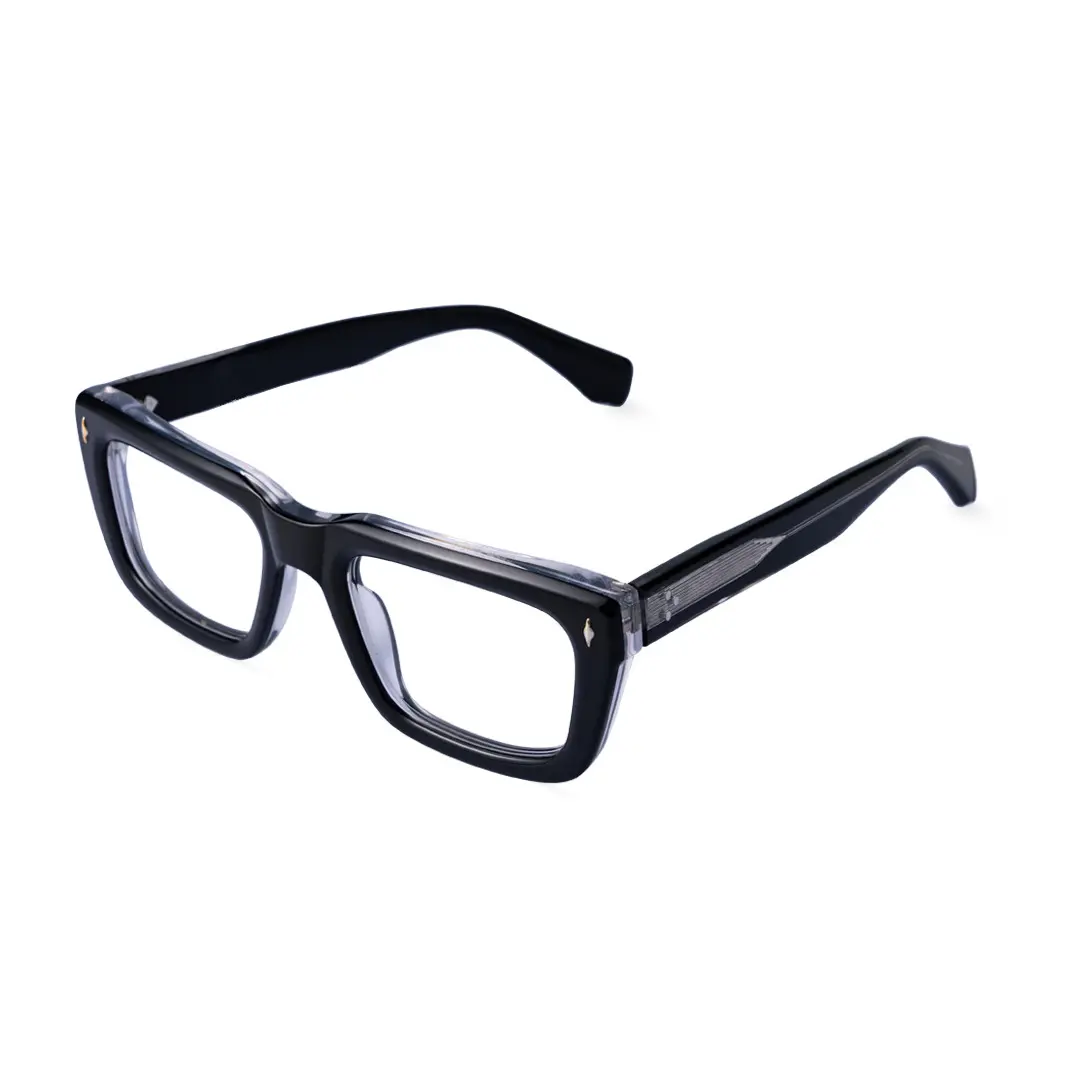 Angle view of Jean rectangle acetate eyeglasses EA0062305 in black