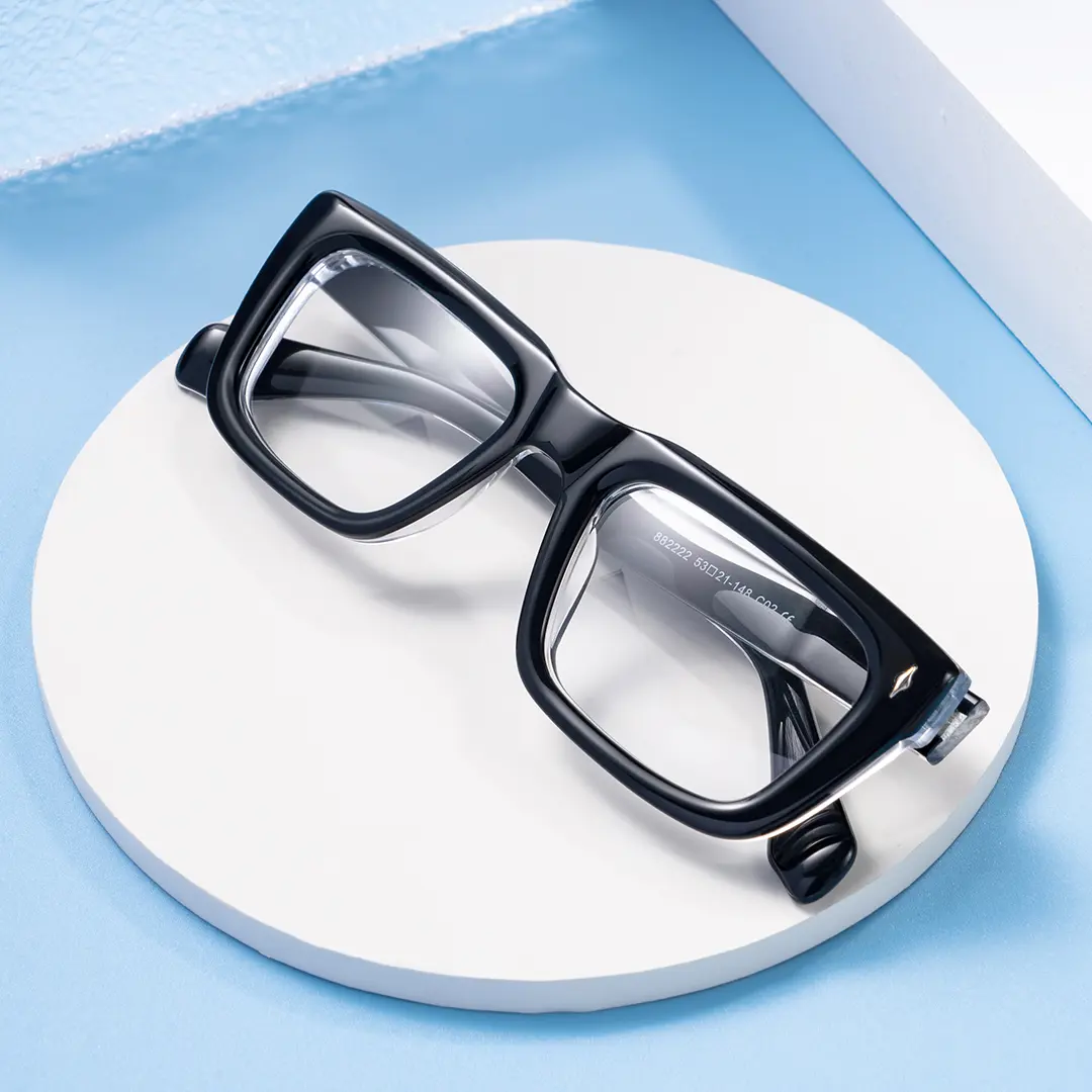 Scene view of Jean rectangle acetate eyeglasses EA0062305 in black