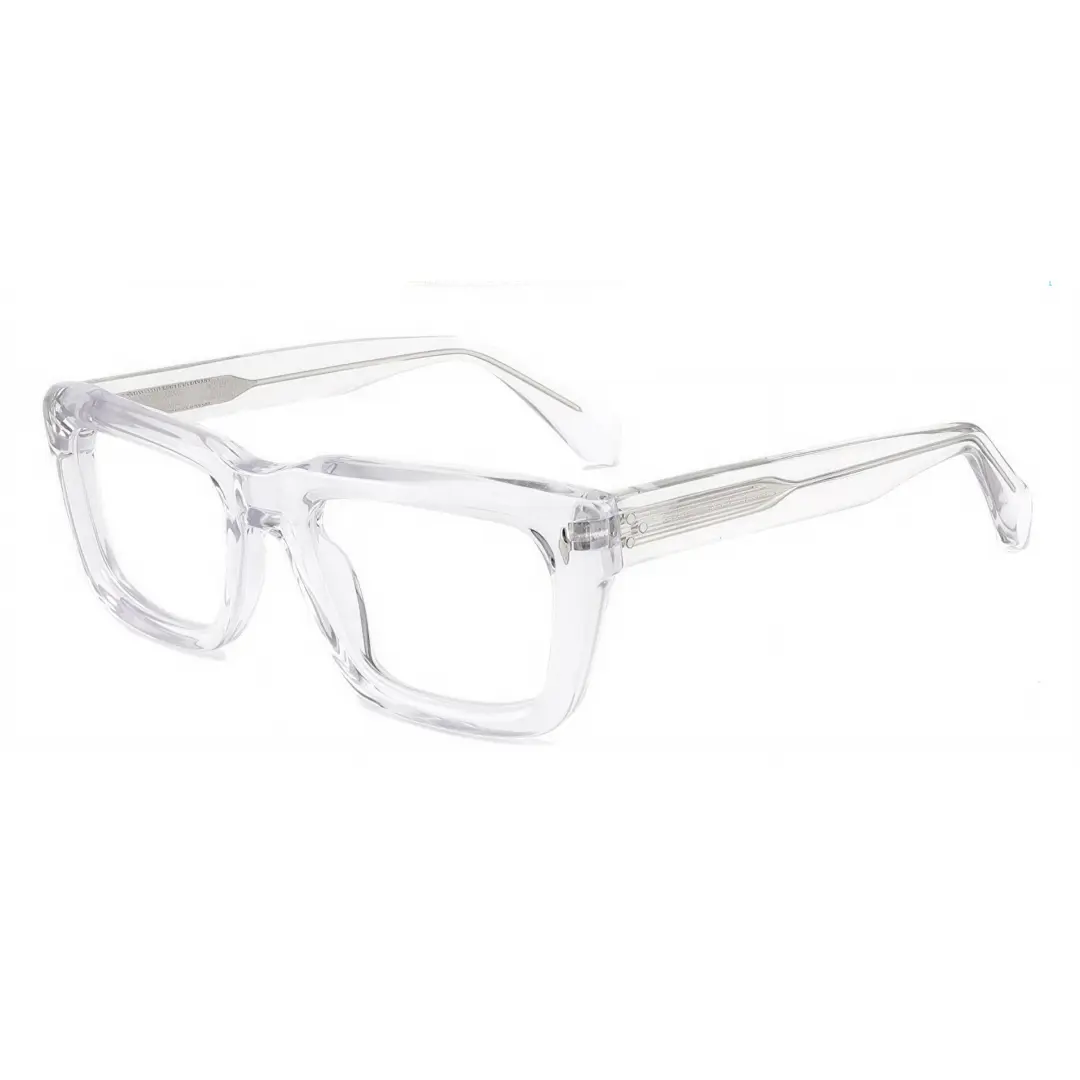 Angle view of Jean rectangle acetate eyeglasses EA0062305 in clear