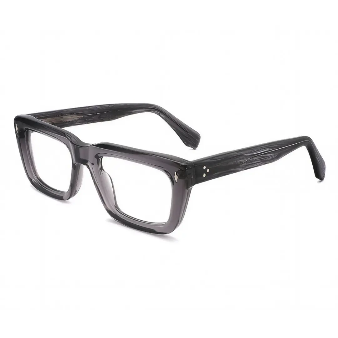 Angle view of Jean rectangle acetate eyeglasses EA0062305 in silver