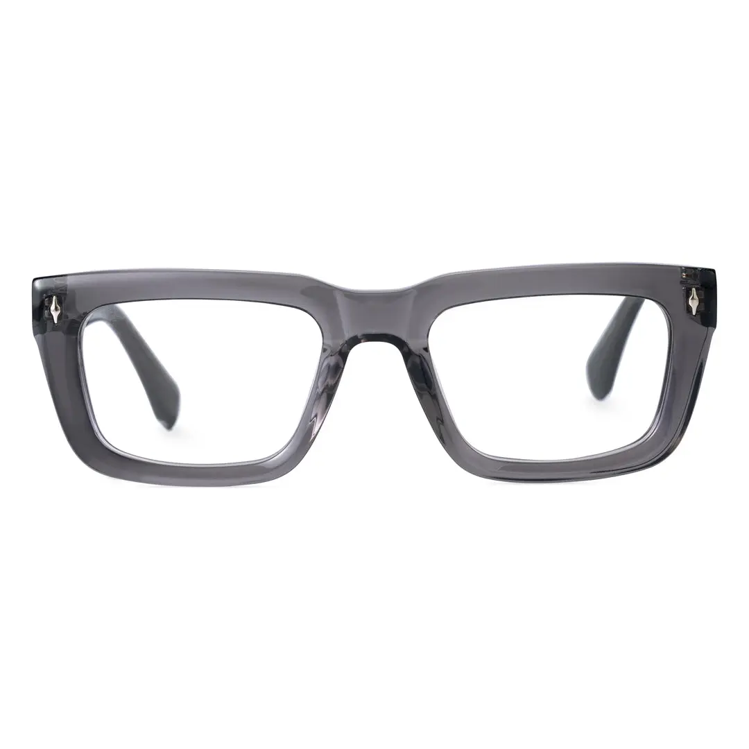 Front view of Jean rectangle acetate eyeglasses EA0062305 in silver