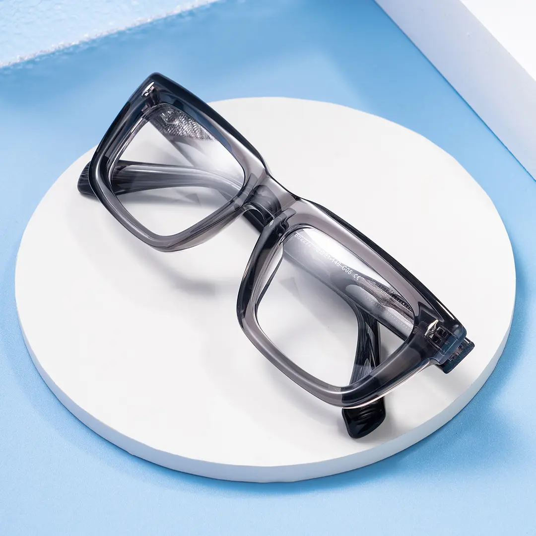 Scene view of Jean rectangle acetate eyeglasses EA0062305 in silver