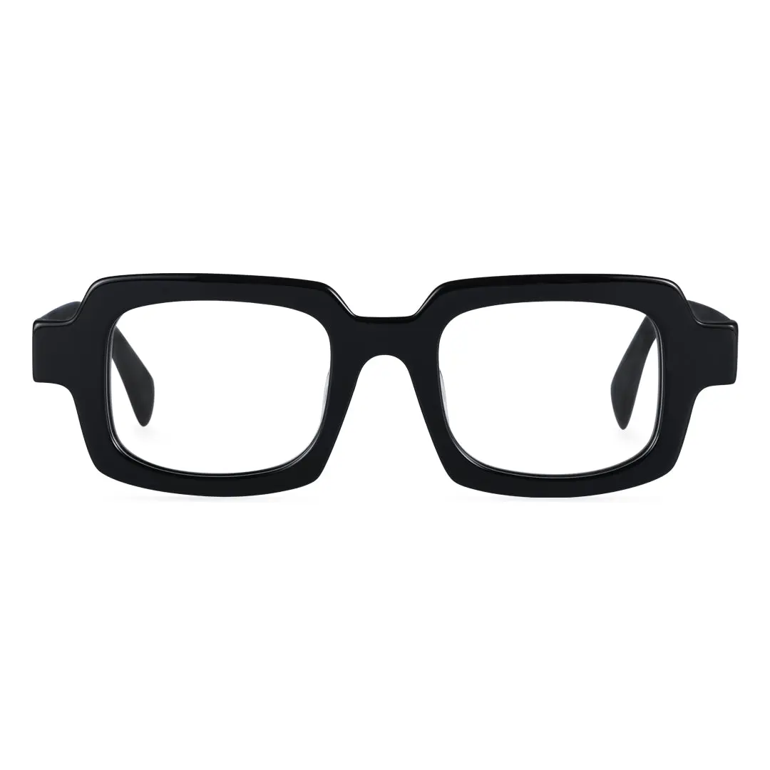 Front view of Maye rectangle acetate eyeglasses EA0072302 in black