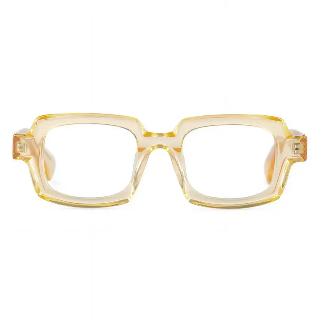 Front view of Maye rectangle acetate eyeglasses EA0072302 in yellow