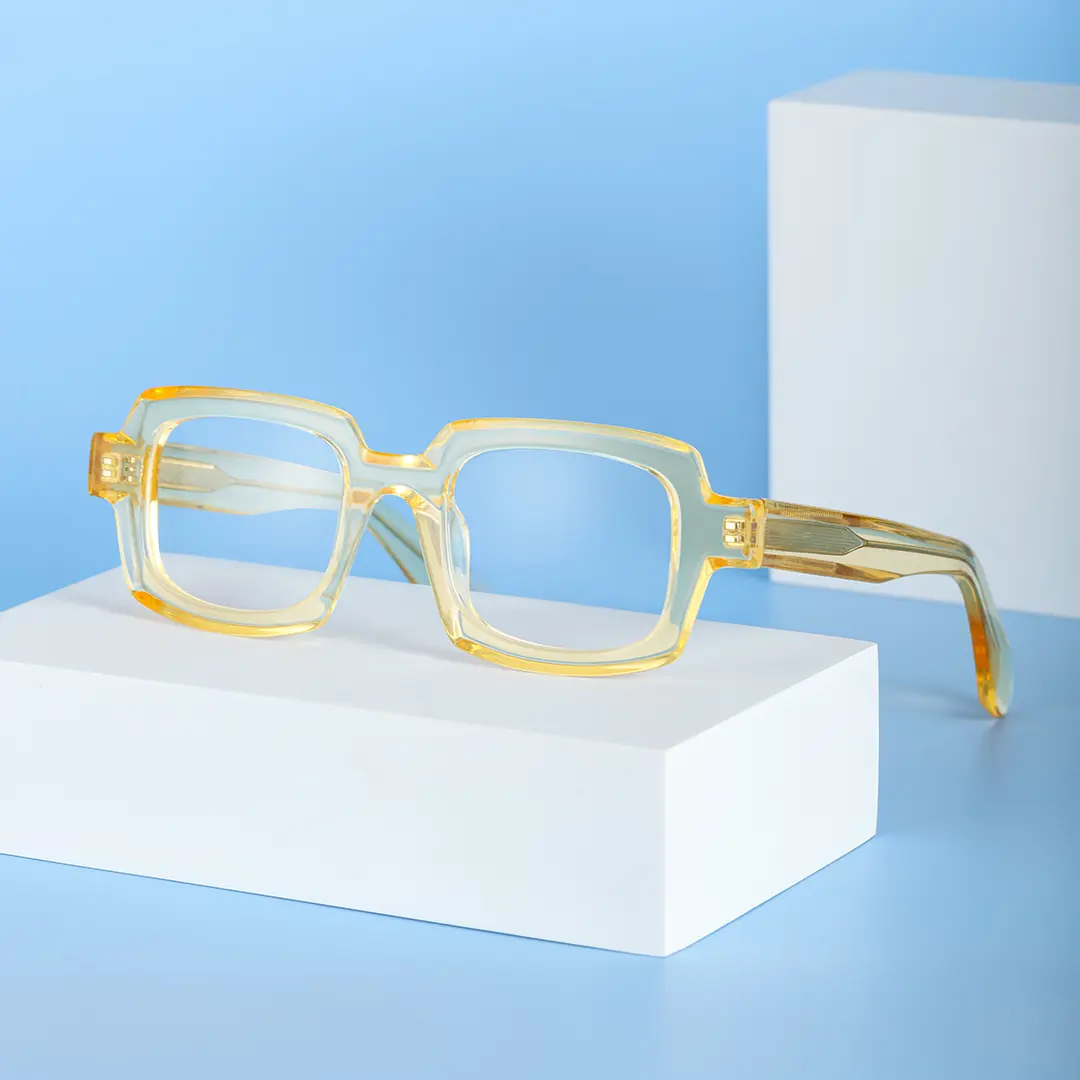 Scene view of Maye rectangle acetate eyeglasses EA0072302 in yellow