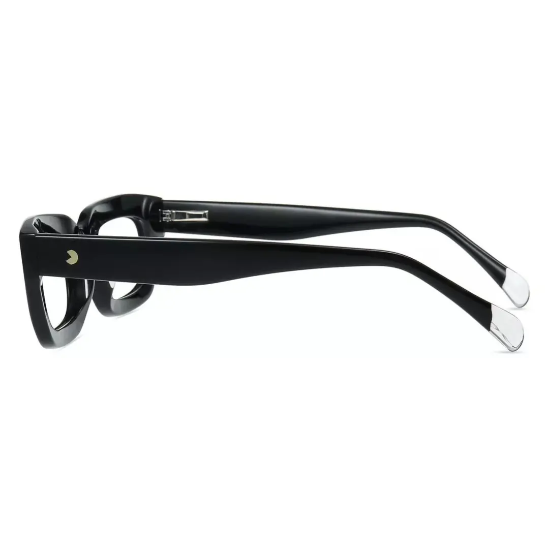Side view of Kicc nerd rectangle acetate eyeglasses EA0072305 in black
