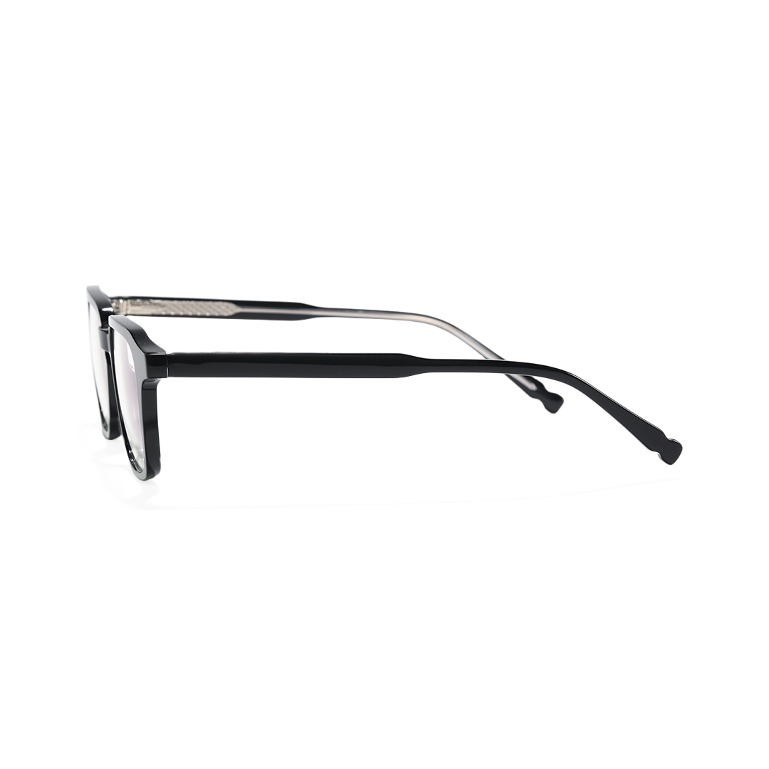 Side view of Alaric rectangle acetate eyeglasses EA0122509 in black