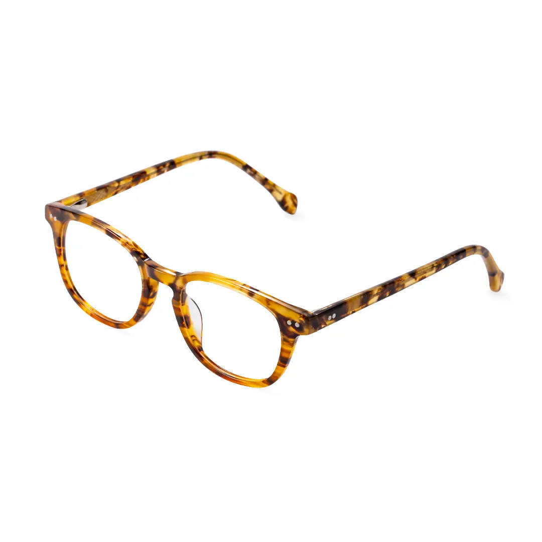 Angle view of Delia colorful style rectangle acetate eyeglasses EA0142209 in tortoise