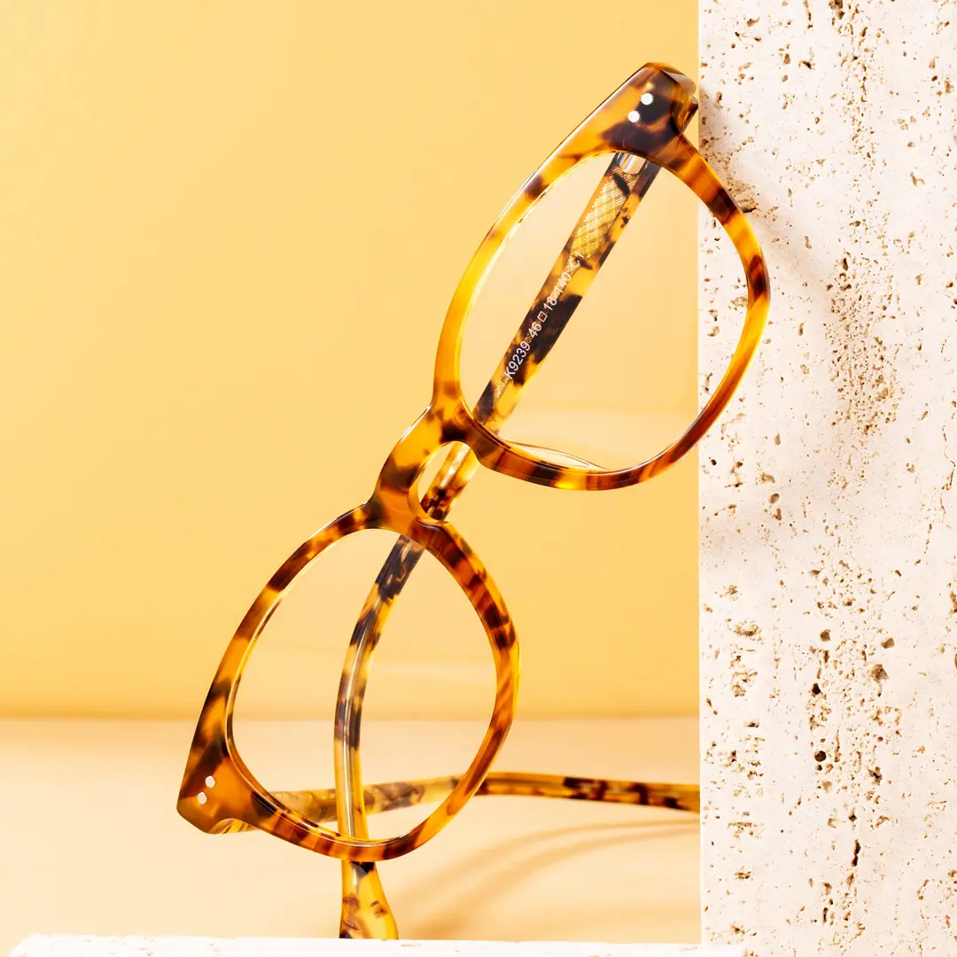 Scene view of Delia colorful style rectangle acetate eyeglasses EA0142209 in tortoise