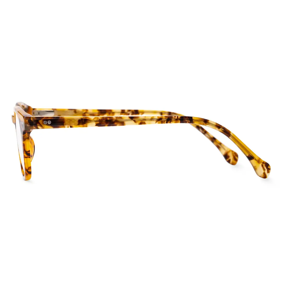 Side view of Delia colorful style rectangle acetate eyeglasses EA0142209 in tortoise