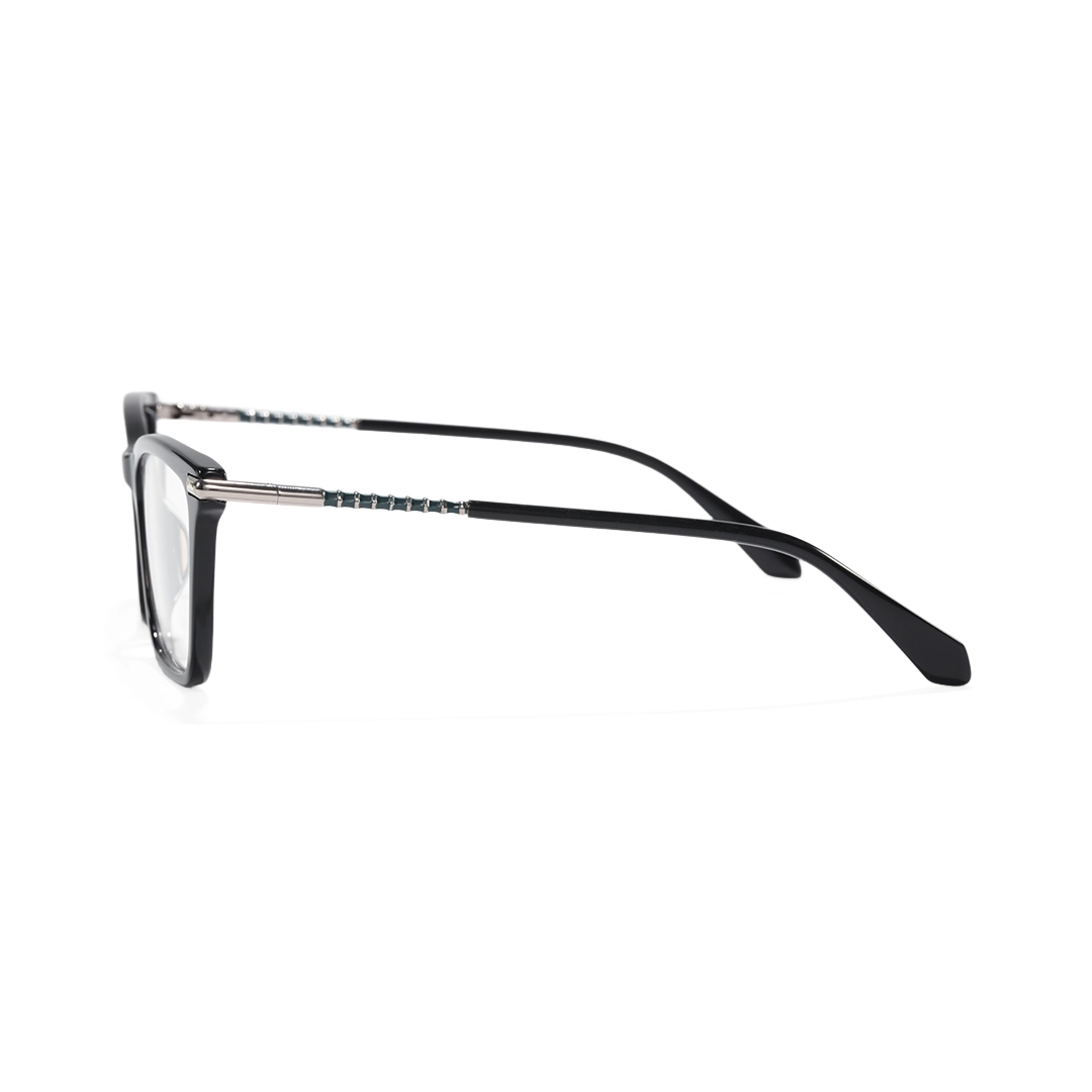 Side view of Dalen rectangle acetate eyeglasses EA0252509 in black