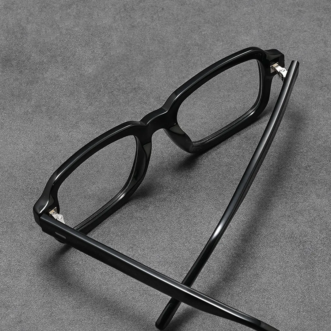Frame detail view of Logan rectangle acetate eyeglasses EA0412508 in black