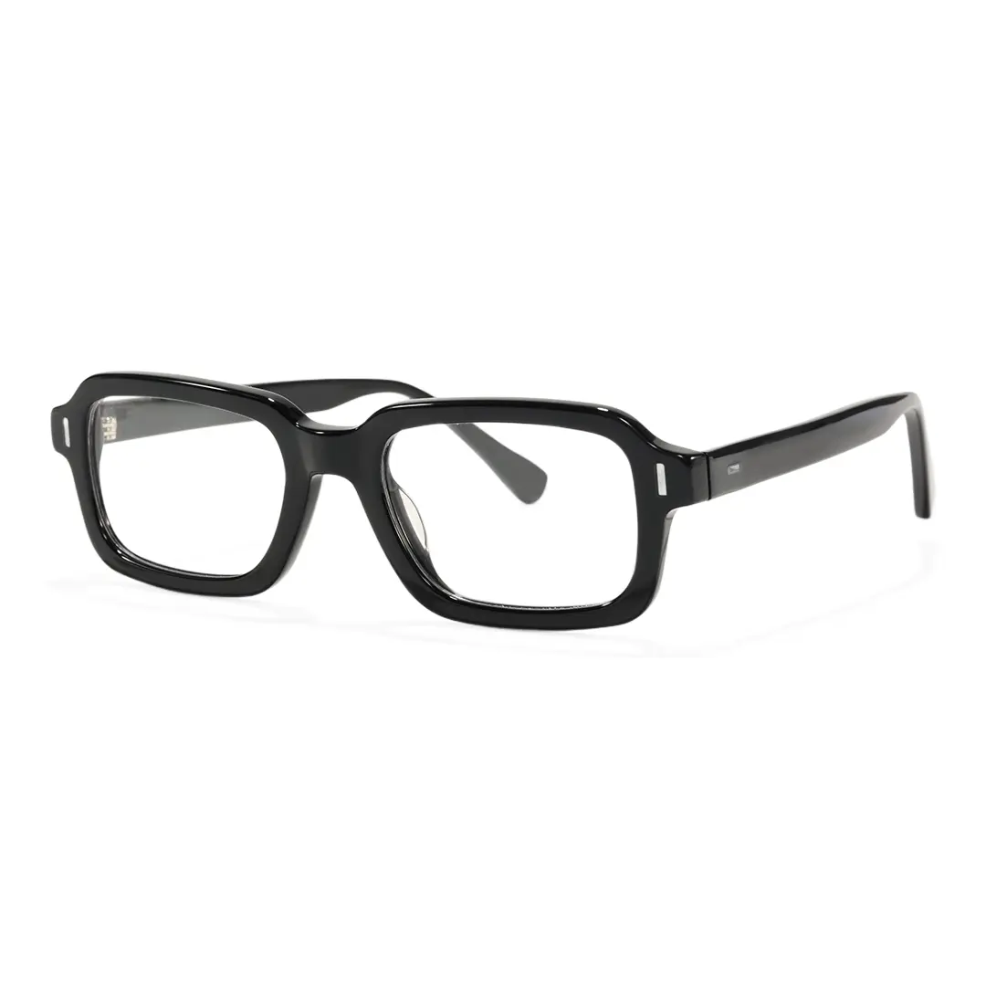Angle view of Logan y2k rectangle acetate eyeglasses EA0412508 in black