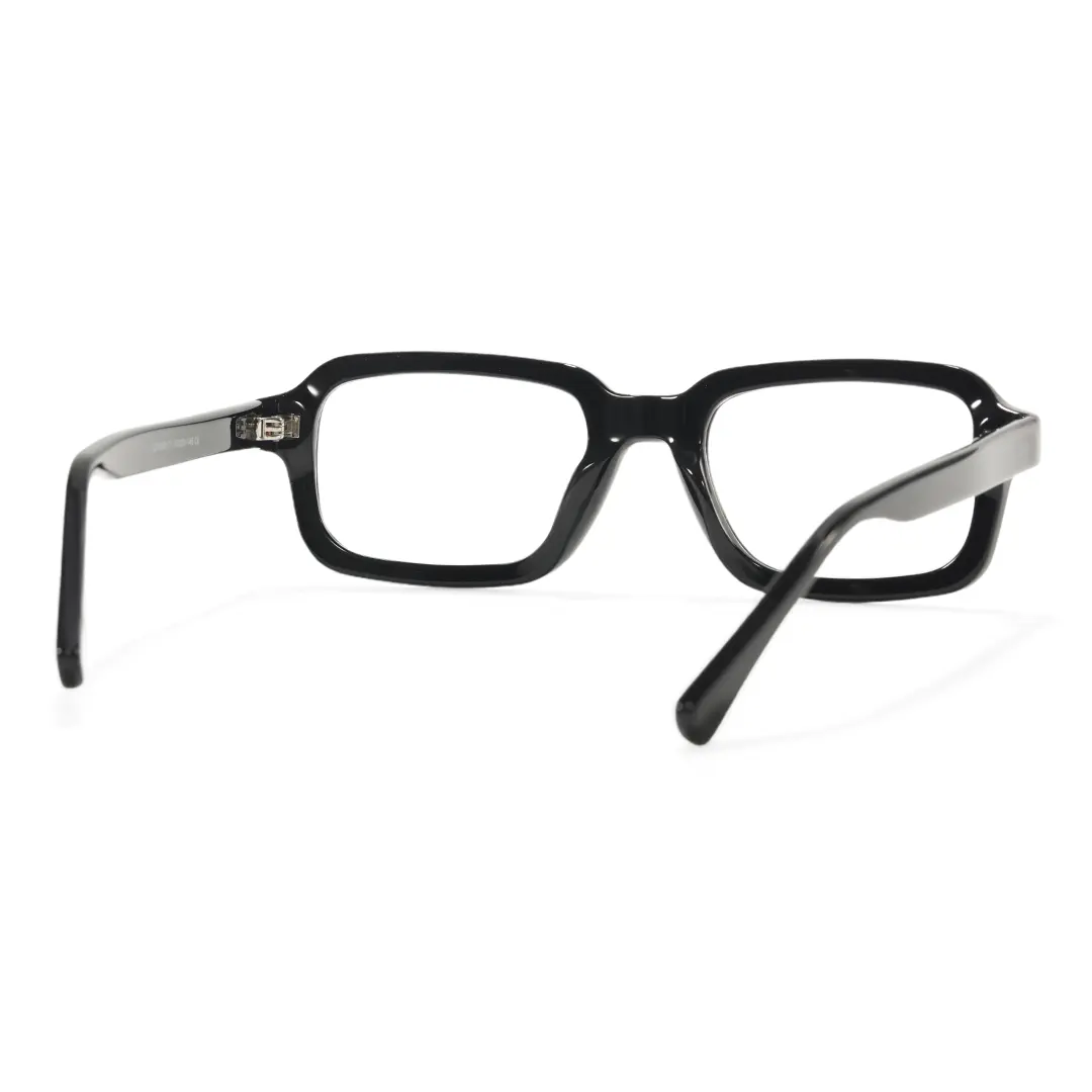 Back view of Logan y2k rectangle acetate eyeglasses EA0412508 in black