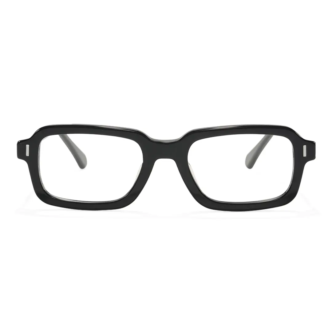 Front view of Logan y2k rectangle acetate eyeglasses EA0412508 in black