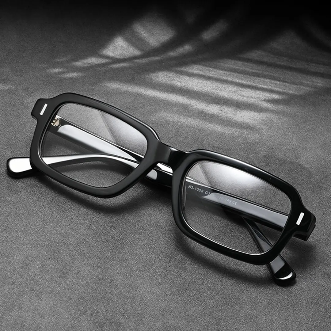Scene view of Logan y2k rectangle acetate eyeglasses EA0412508 in black