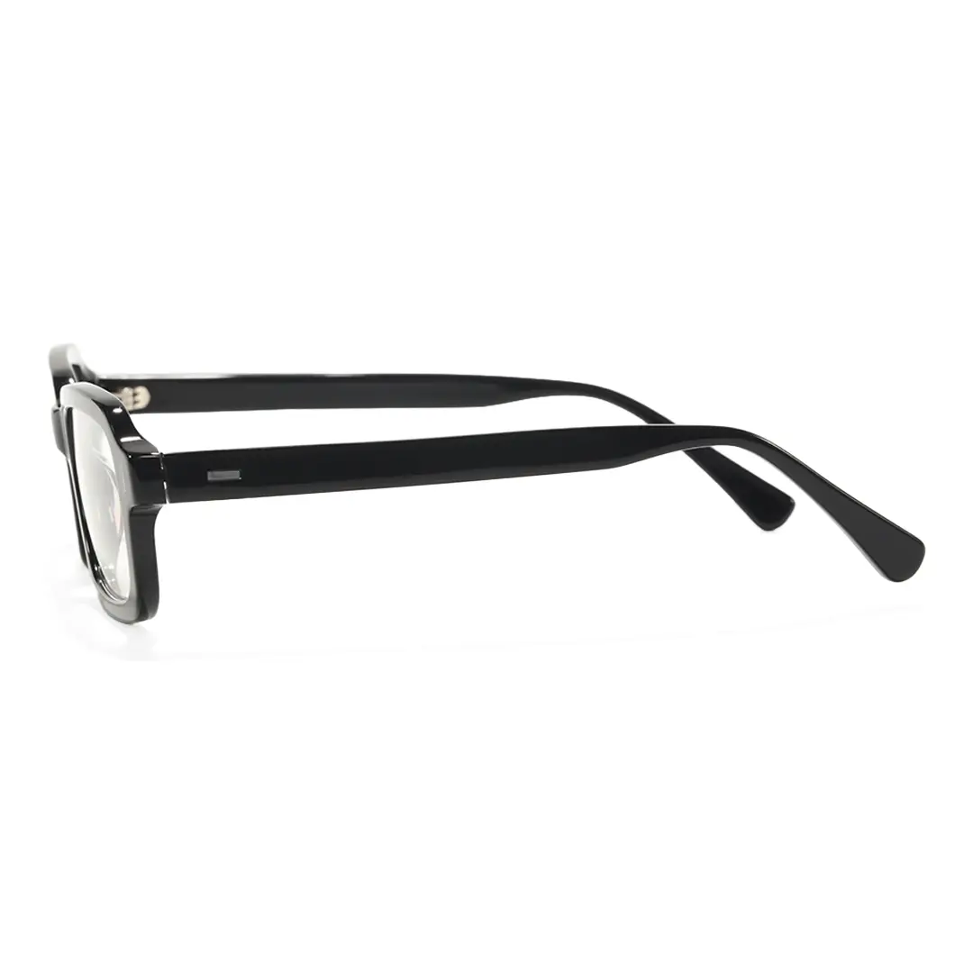 Side view of Logan y2k rectangle acetate eyeglasses EA0412508 in black