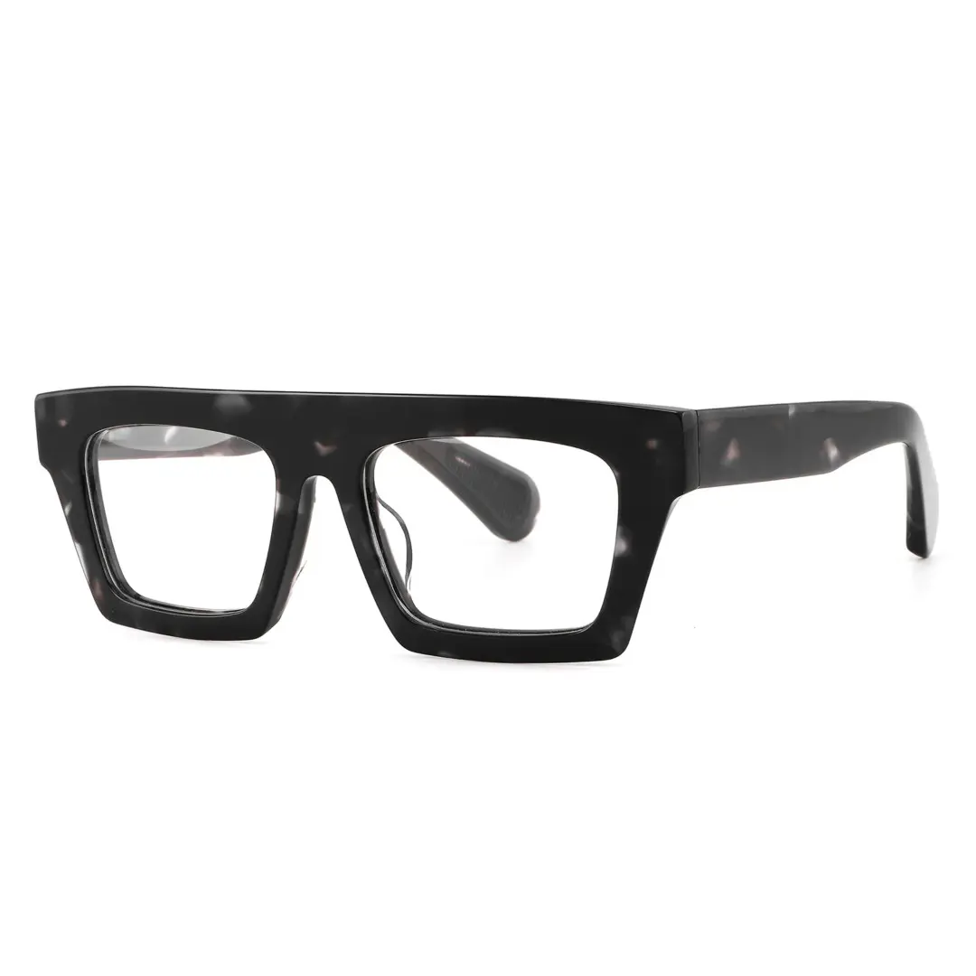 Angle view of Caius rectangle acetate eyeglasses EA0442508 in black