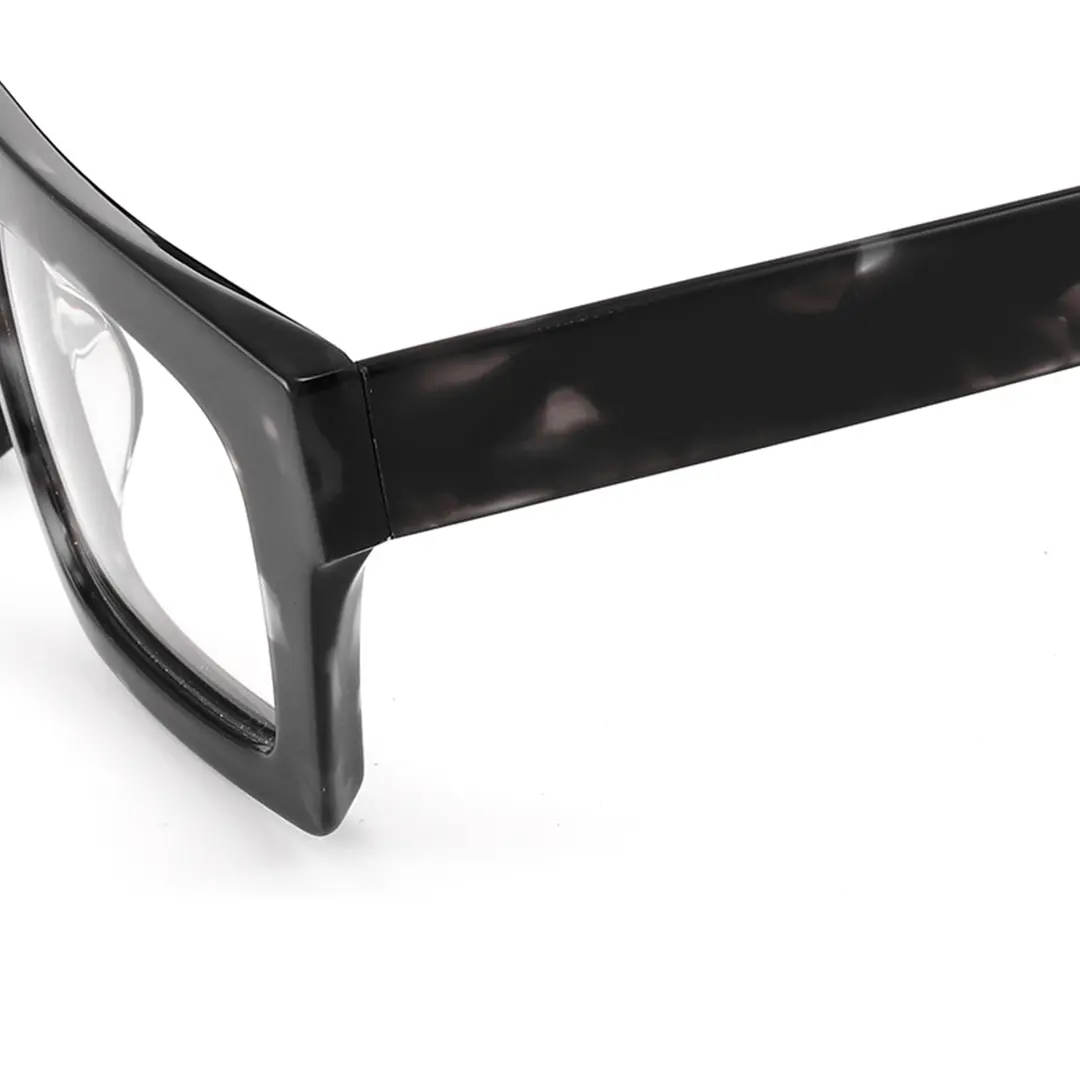 End piece detail of Caius rectangle acetate eyeglasses EA0442508 in black