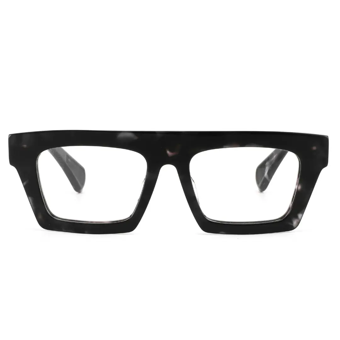 Front view of Caius rectangle acetate eyeglasses EA0442508 in black