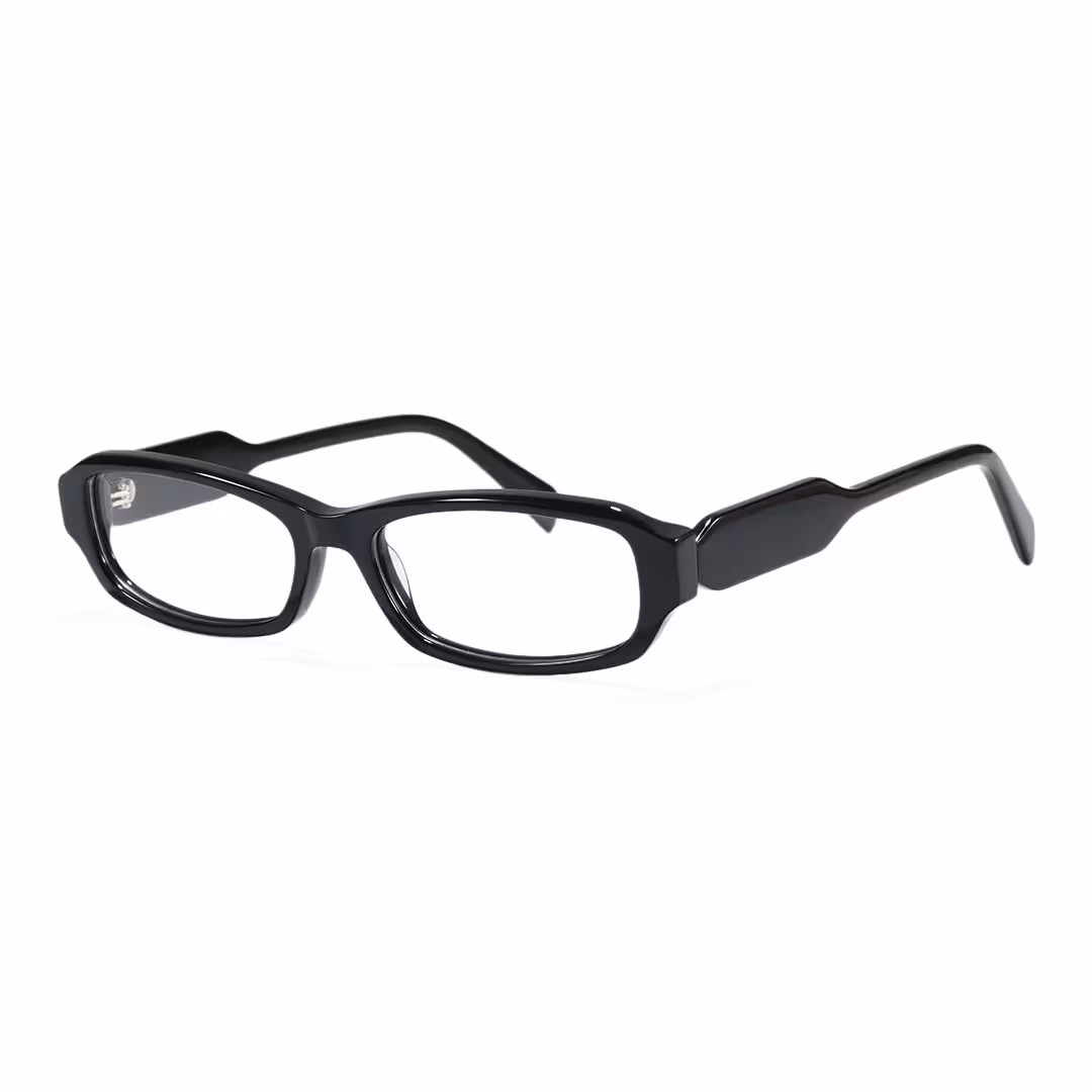 Angle view of Xylo office siren rectangle acetate eyeglasses EA0472605 in black