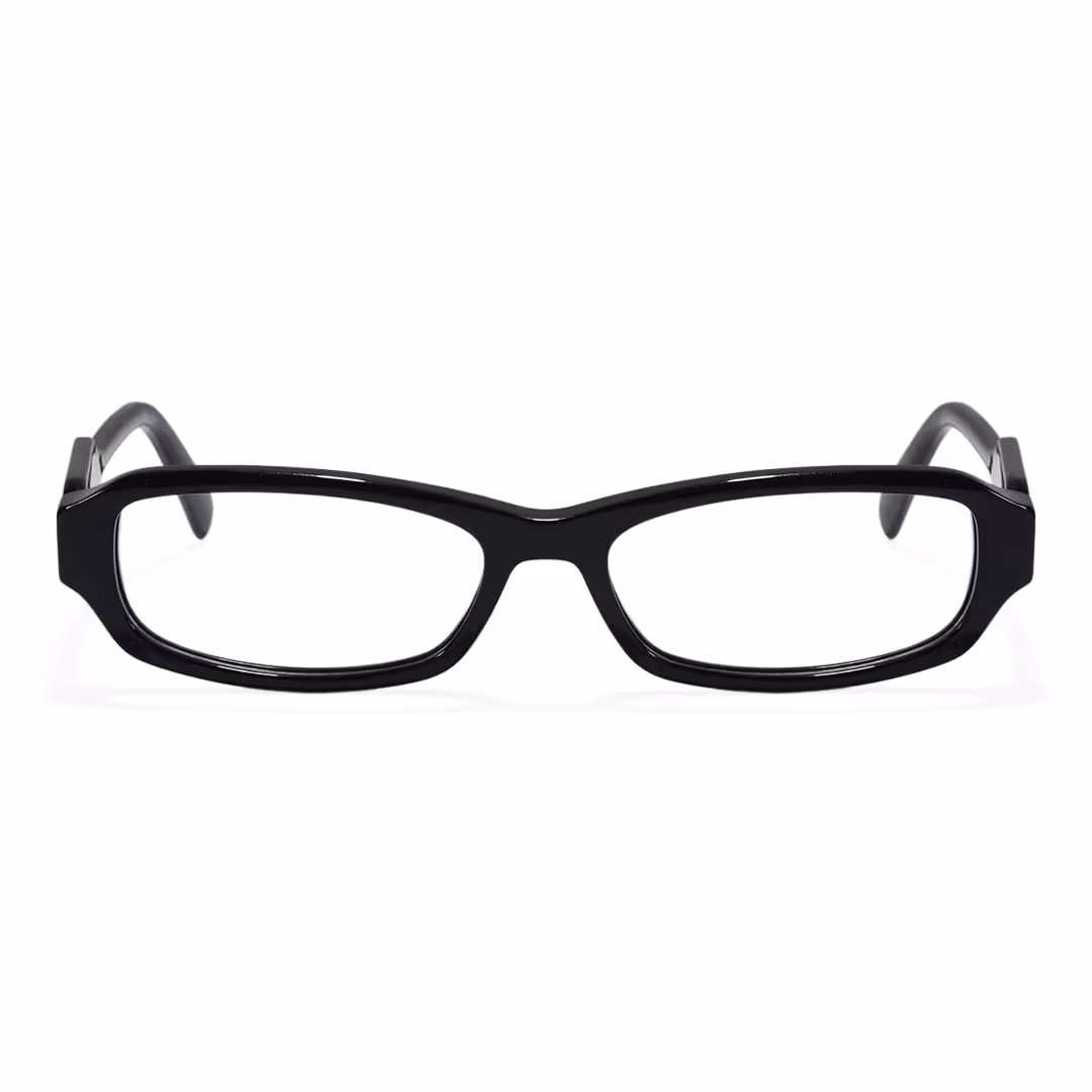 Front view of Xylo office siren rectangle acetate eyeglasses EA0472605 in black