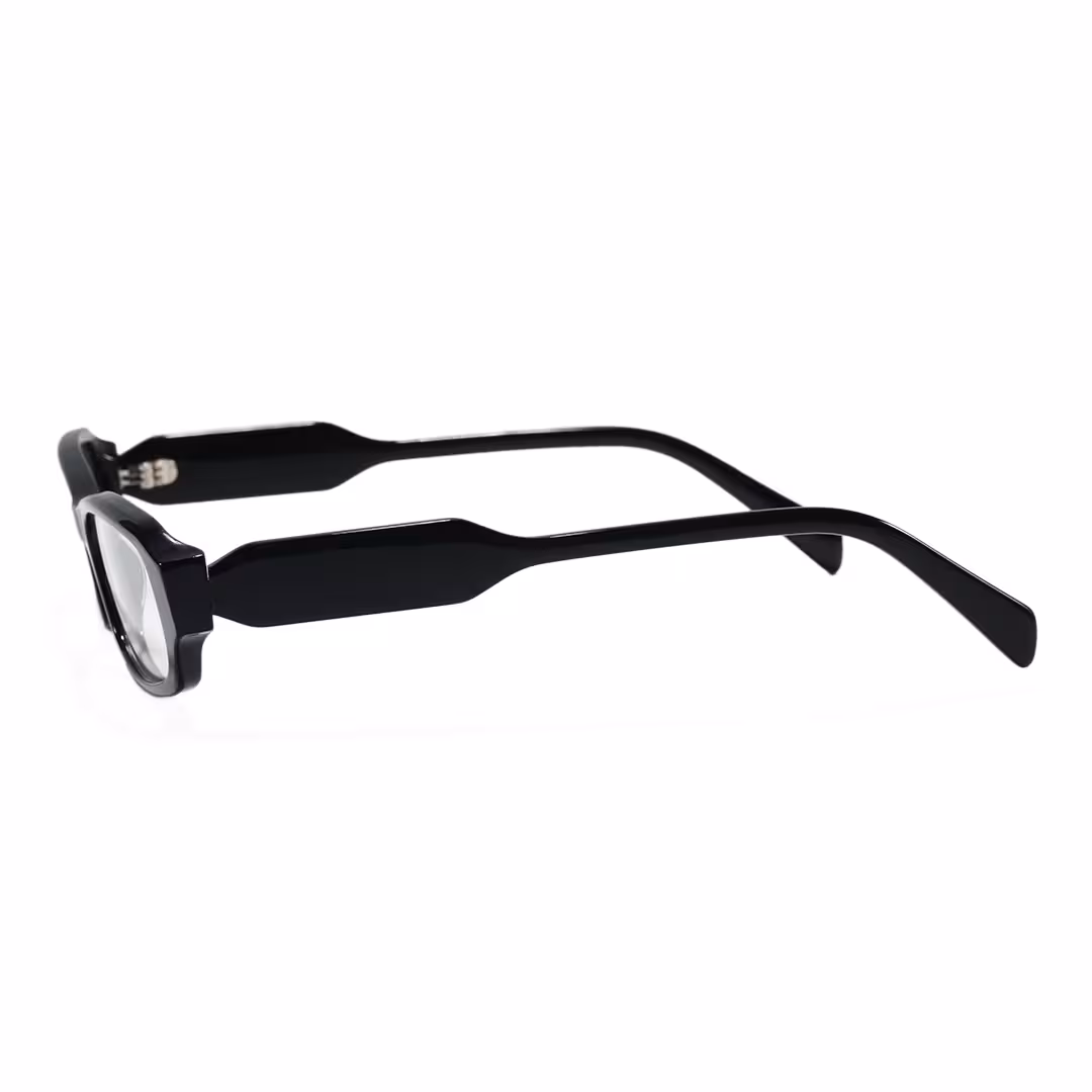 Side view of Xylo office siren rectangle acetate eyeglasses EA0472605 in black