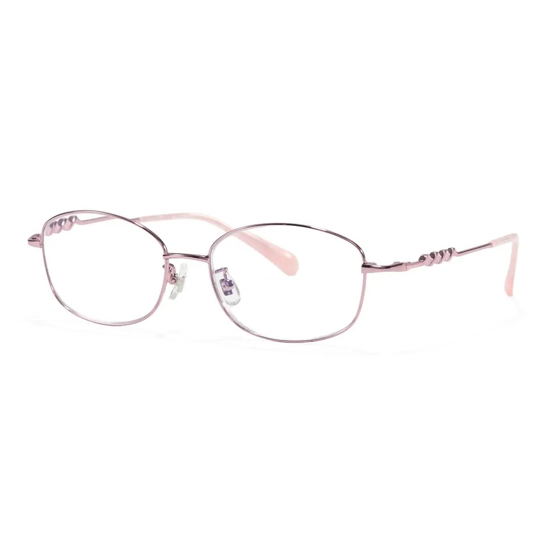 Angle view of Sagea rectangle metal eyeglasses in purple. SPU: EM0062604