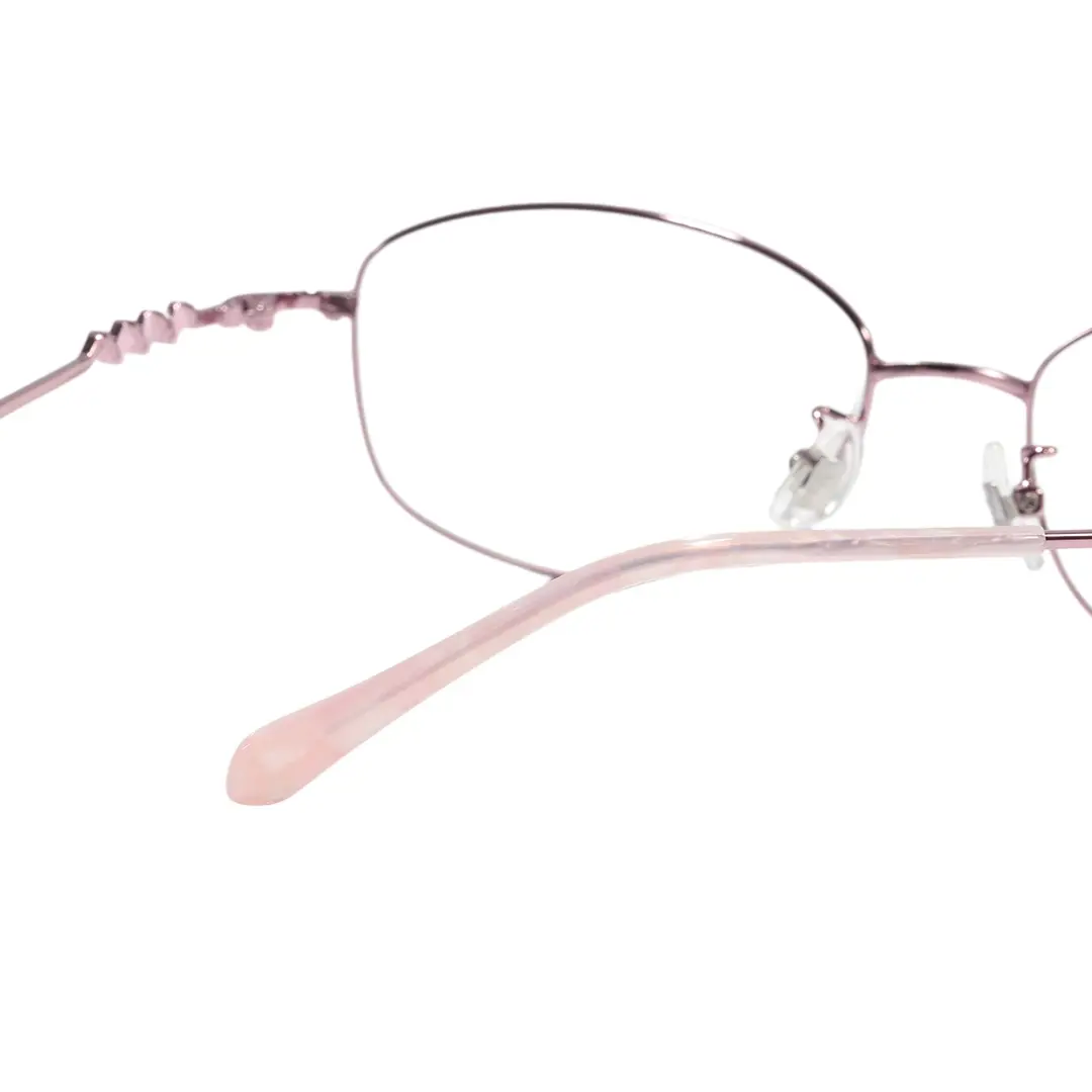Non slip temple detail of Sagea rectangle metal eyeglasses in purple. SPU: EM0062604
