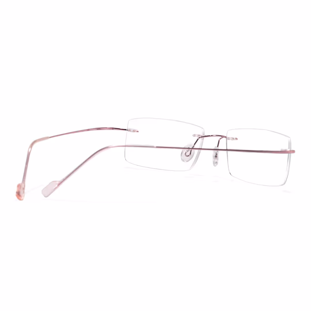 Back view of Kaida rectangle metal eyeglasses EM0172605 in pink