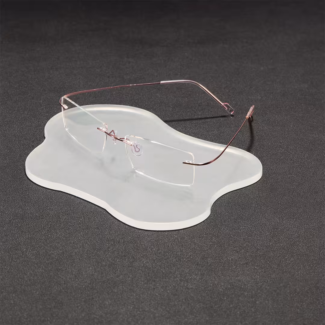 Scene view of Kaida rectangle metal eyeglasses EM0172605 in pink