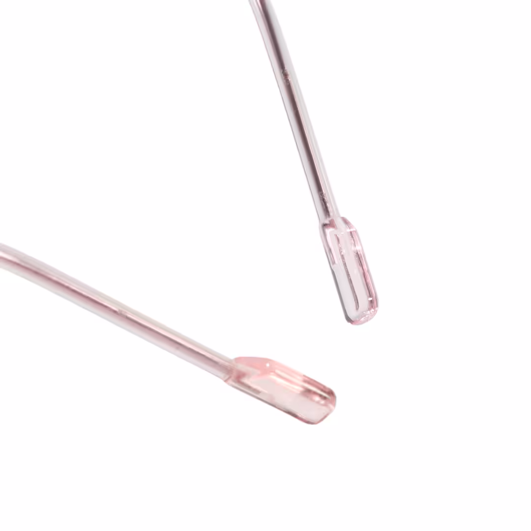 Temple detail of Kaida rectangle metal eyeglasses EM0172605 in pink