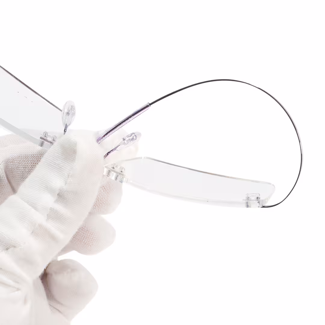 Frame detail view of Kaida rectangle metal eyeglasses EM0172605 in purple