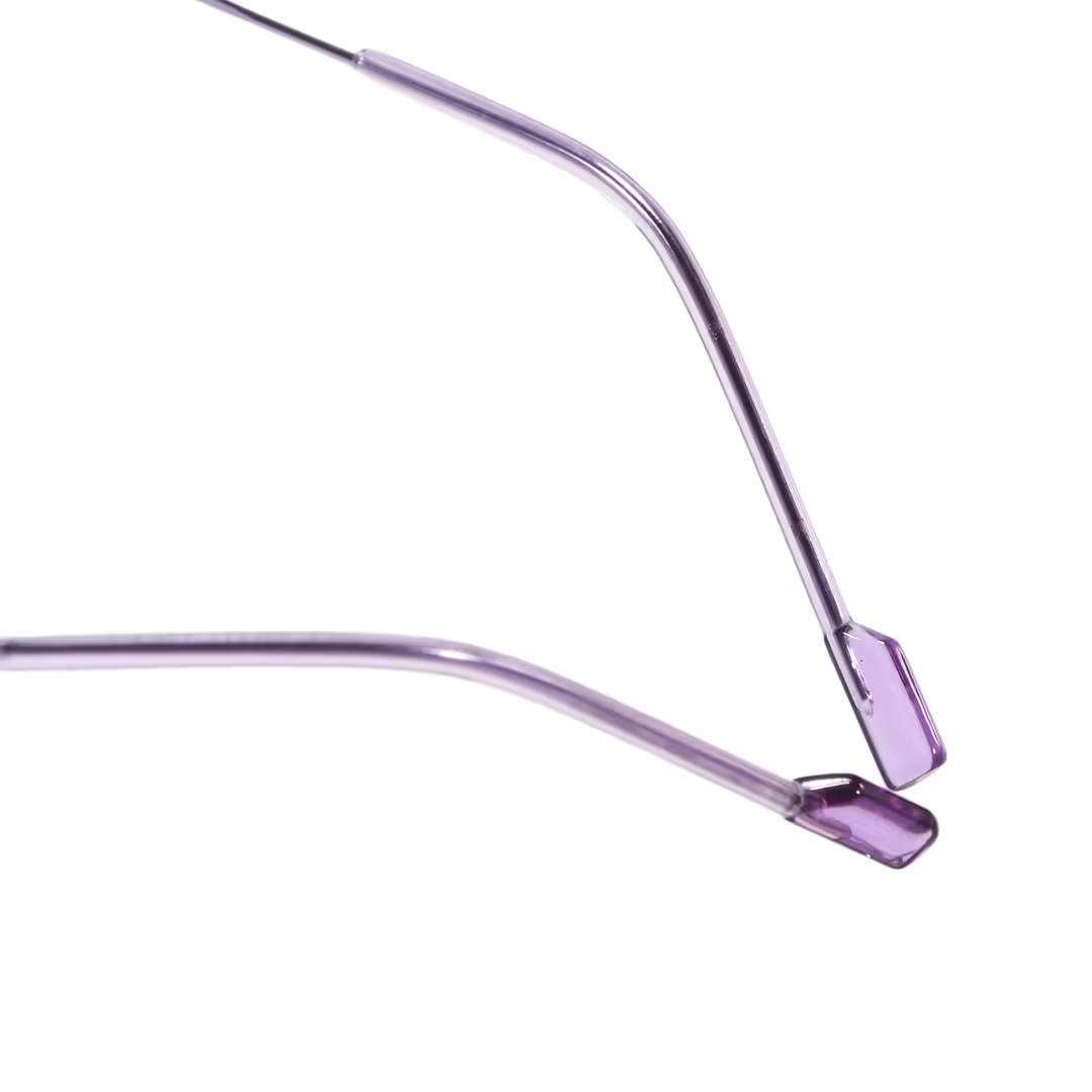 Temple detail of Kaida rectangle metal eyeglasses EM0172605 in purple