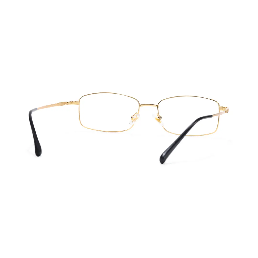 Back view of Brett rectangle metal eyeglasses EM0182508 in gold
