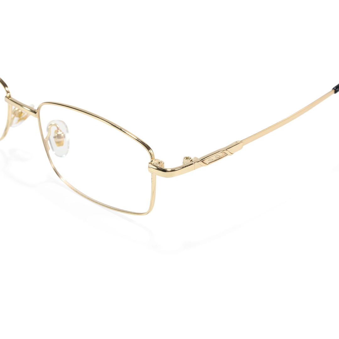 Frame detail view of Brett rectangle metal eyeglasses EM0182508 in gold