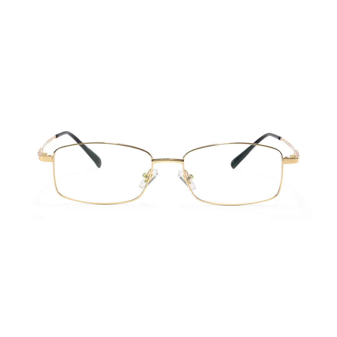 Front view of Brett y2k rectangle metal eyeglasses EM0182508 in gold
