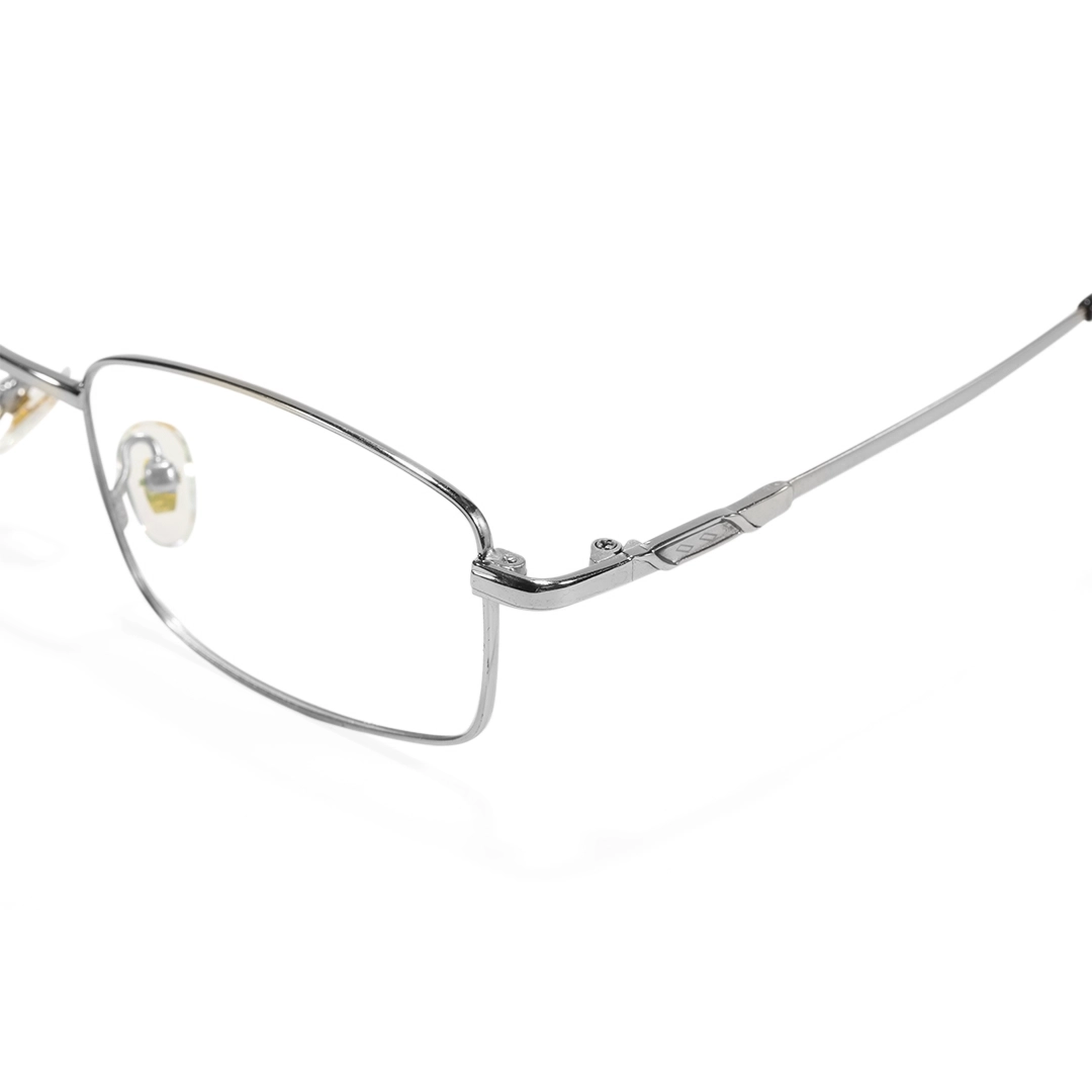 Frame detail view of Brett y2k rectangle metal eyeglasses EM0182508 in silver