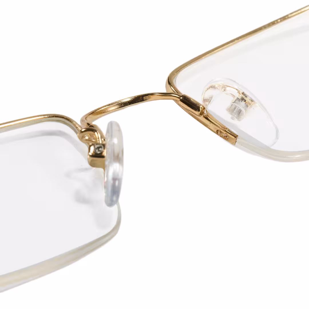 Adjustable nose pad detail of Liorn office siren rectangle metal eyeglasses EM0192605 in gold