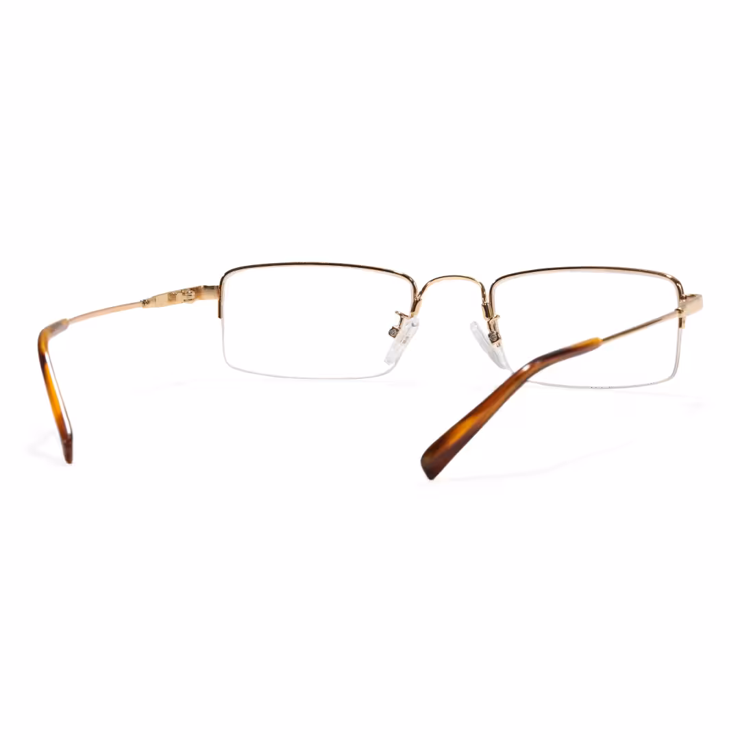 Back view of Liorn office siren rectangle metal eyeglasses EM0192605 in gold