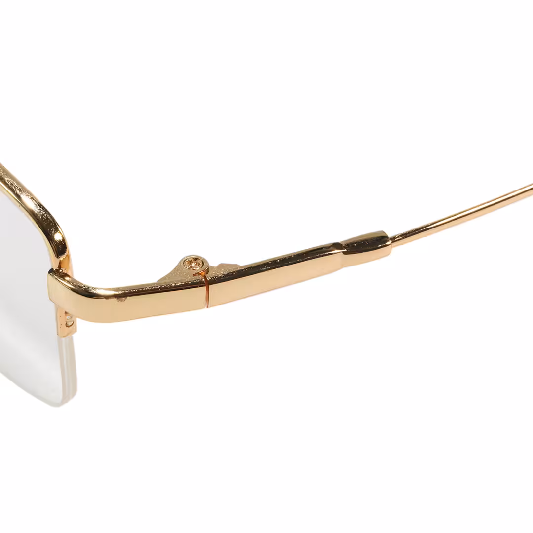 End piece detail of Liorn office siren rectangle metal eyeglasses EM0192605 in gold