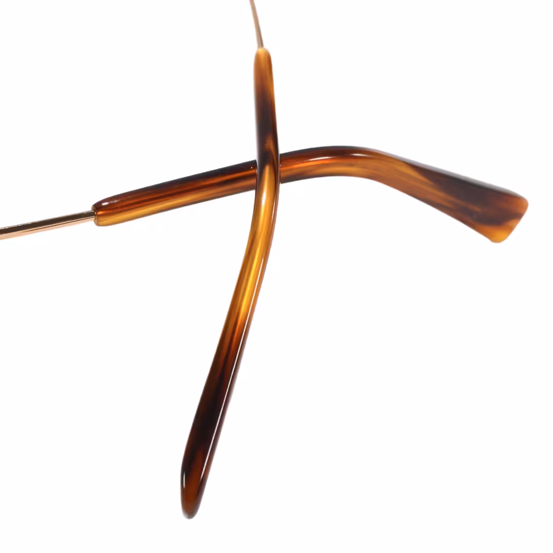 Temple detail of Liorn office siren rectangle metal eyeglasses EM0192605 in gold
