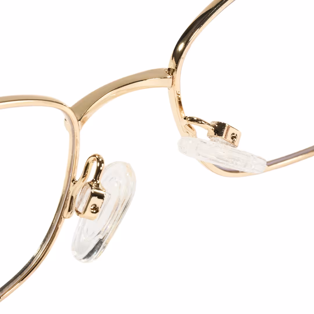 Adjustable nose pad detail of Liana rectangle metal eyeglasses EM0212605 in gold