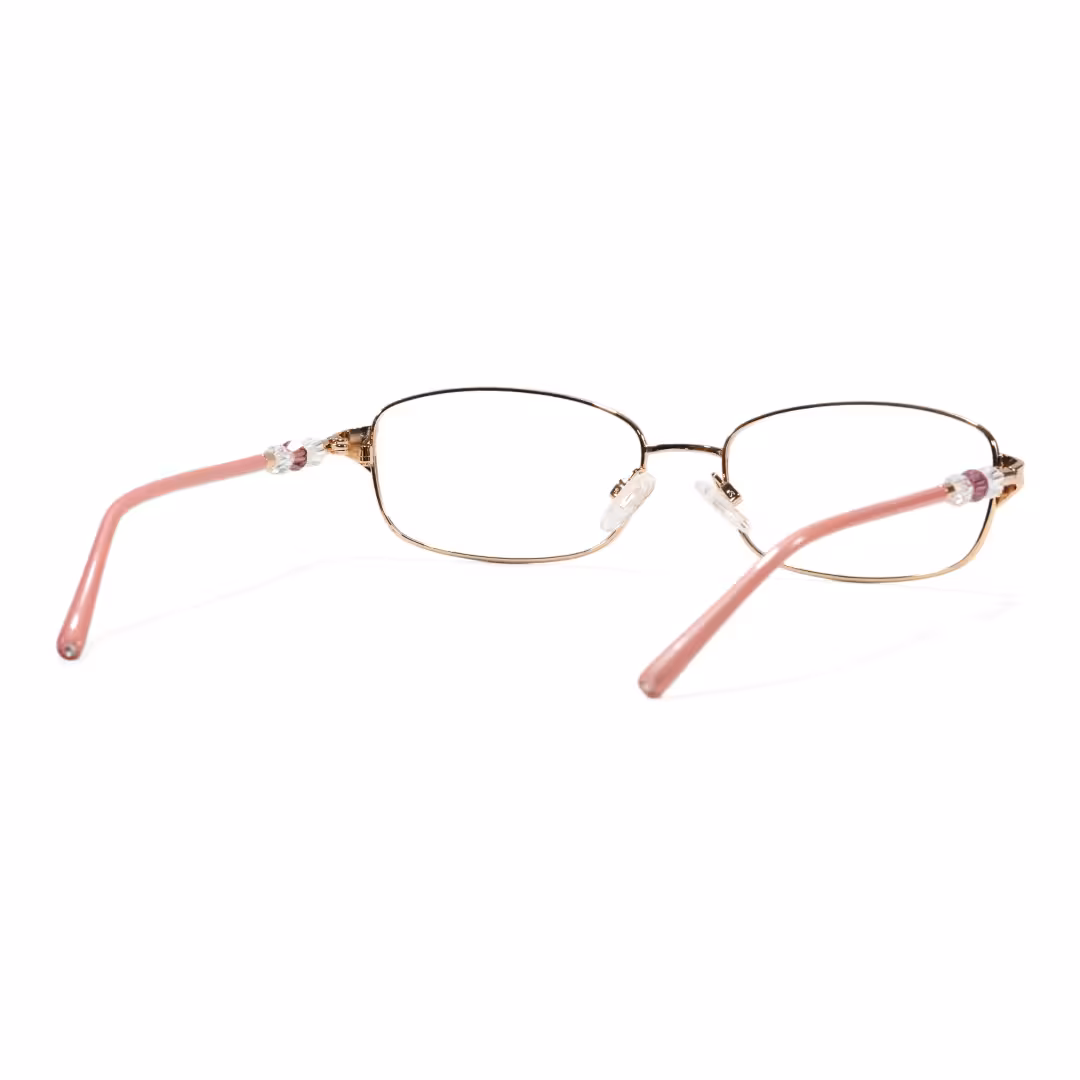 Back view of Liana rectangle metal eyeglasses EM0212605 in gold