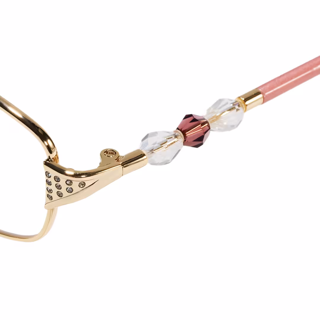 End piece detail of Liana rectangle metal eyeglasses EM0212605 in gold