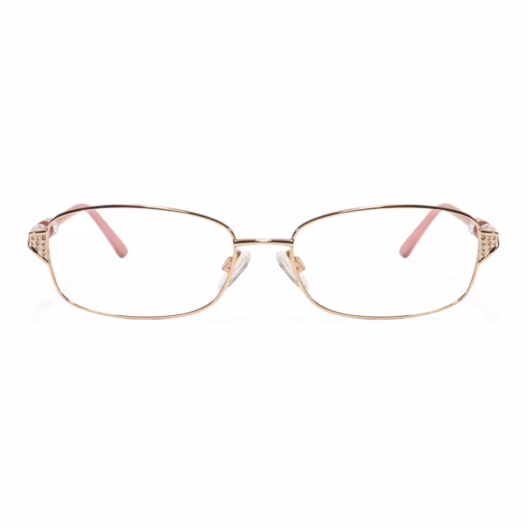 Front view of Liana rectangle metal eyeglasses EM0212605 in gold