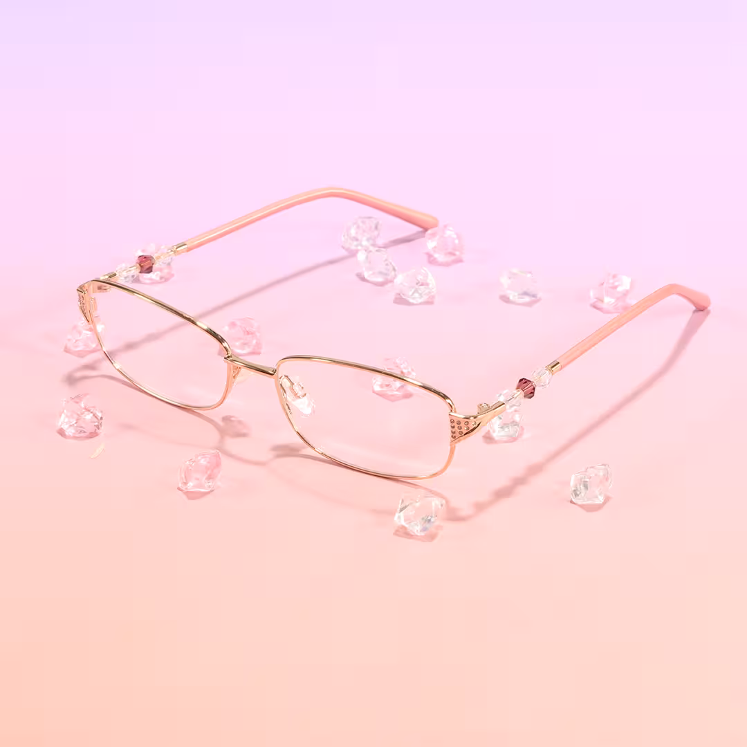 Scene view of Liana rectangle metal eyeglasses EM0212605 in gold